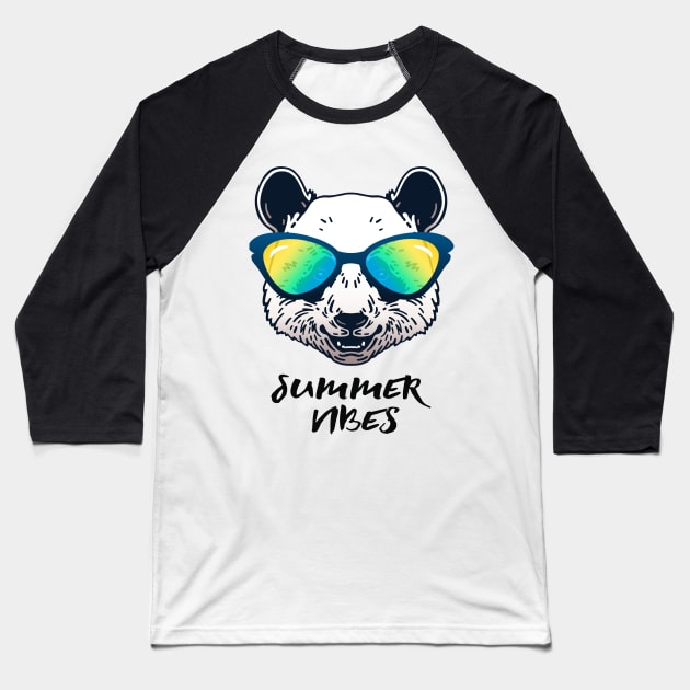 Summer Vibes Panda Baseball T-Shirt by Mutinyintl